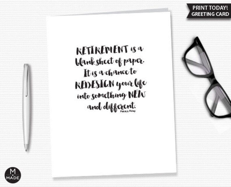 Retirement Card Printable, Retirement is A Blank Sheet of Paper