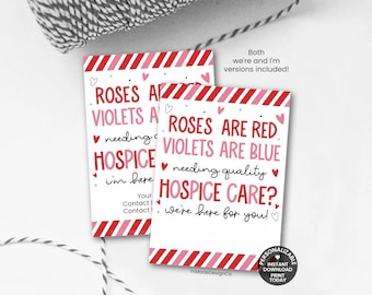 Valentine's Day Hospice Marketing Tags Personalizable Template Roses Are Red Hospice Care Tags Printable