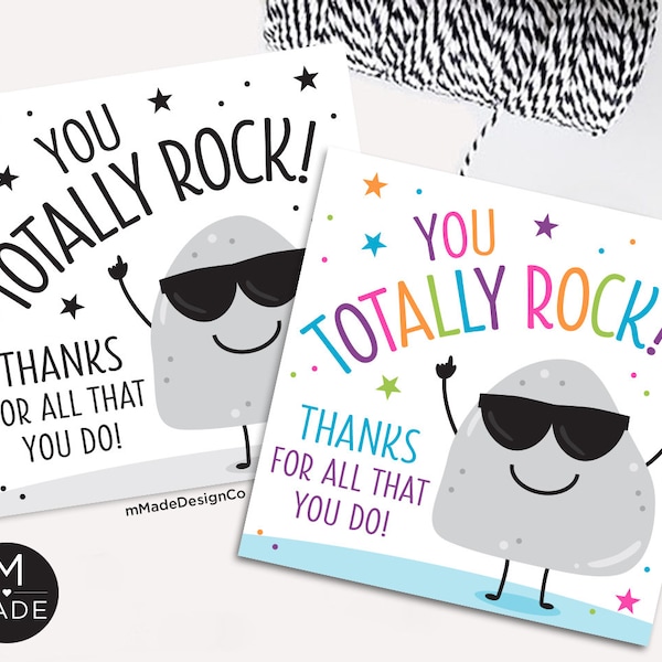 You Rock Thank You Tags You Totally Rock Employee Appreciation Staff Thank You Gift Rock Candy Chocolate Rocks Music Office Corporate Gifts