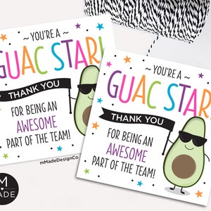 Sei una stella del Guac, riconoscimento del team di apprezzamento dei dipendenti, etichette regalo di ringraziamento per i tacos del Cinco De Mayo, riconoscimento del personale del posto di lavoro dei colleghi, apprezzamento del team