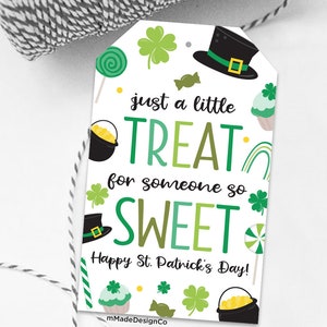 St. Patrick's Day-traktatielabel Een kleine traktatie voor een heel lief iemand Cadeaukaartjes voor groene cupcakes Snoepkoekjes Chocolade St. Patrick's Day-cadeaus