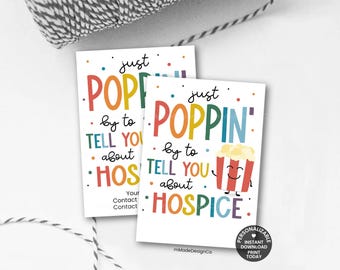 Hospice Marketing Gift Tags Personalizable Template Popcorn Home Care Advertising Promo Hand Drawn Printable