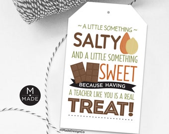 Salty And Sweet Gift Tags For Teacher Tags,Teacher Appreciation, Trail Mix,Snack Mix, Teacher Treat Tag, PTA, PTO School Thank You Gift Tags