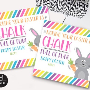 Paaskrijtlabels Cadeaukaartjes voor Pasen Ik hoop dat je Pasen krijt vol plezier is Stoepkrijt Non-Candy Klaslokaal Paasmandcadeau voor kinderen 2 maten