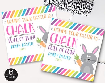 Easter Chalk Tags Easter Gift Tags Hope Your Easter Is Chalk Full Of Fun Sidewalk Chalk Non-Candy Classroom Kids Easter Basket Gift 2 Sizes