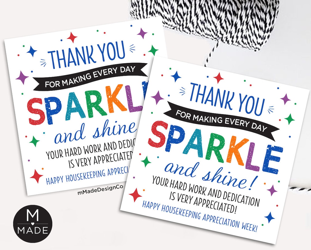 Housekeeping Appreciation Week Tags, Thank You for Making Every Day Sparkle, Employee