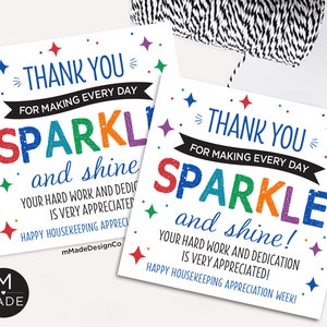 Housekeeping Appreciation Gift Tags, Thank You Cards (digital Download