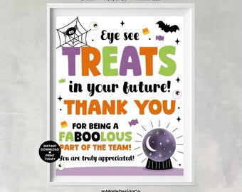 "Halloween-Dankeschön-Schild, personalisierbar, Leckereien in Ihrer Zukunft, Team-Anerkennung, Personal, Danke, Büro-Halloween, Mitarbeiteranreize, 20,3 x 25,4 cm