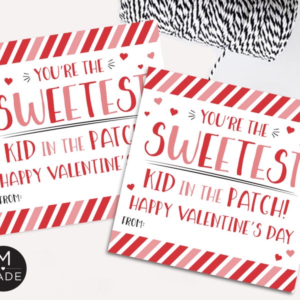 Sweetest Kid In The Patch Valentine's Day Tags, Classroom Valentines, Kids Valentine's Day Tags, Sour Candy Valentines, Instant Download