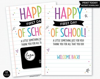 Happy First Day Of School Gift Card Holder Teacher Gift Teacher Appreciation School Staff Thank You Gift PTA PTO Welcome Back To School Gift