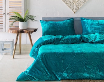 3 Piece Plain Dyed Duvet Quilt Cover Bedding Set Turquoise Single,Double,King