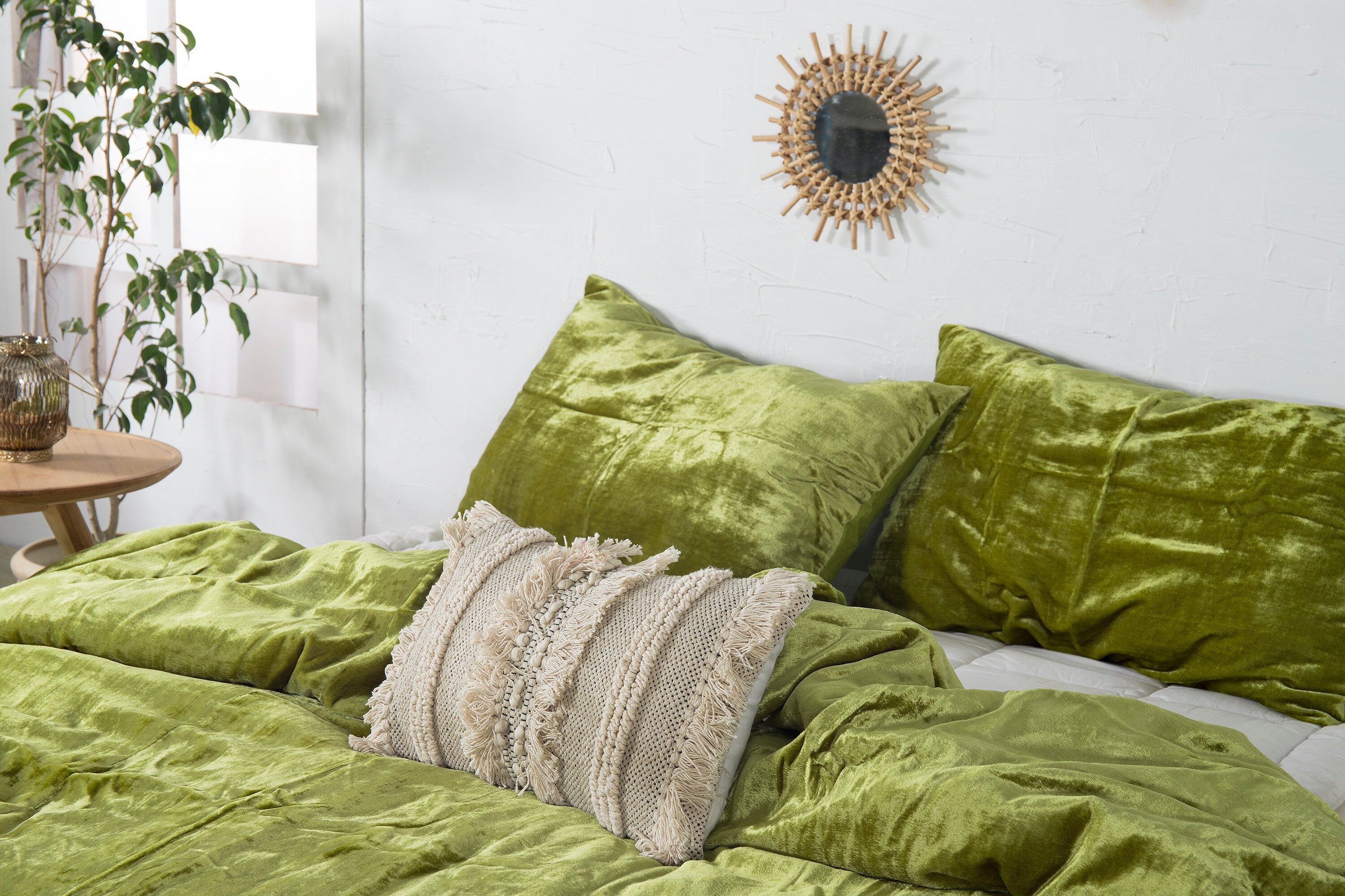 3 Pc Green Velvet Duvet Cover Crushed Velvet Bedding Queen Etsy