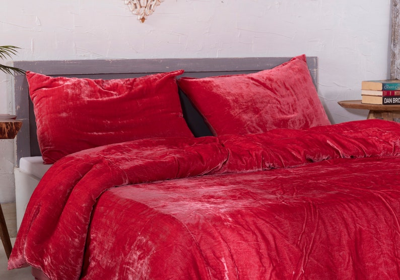 3 Pc Set Pink Velvet Duvet Cover Ultra Luxe Crushed Velvet Etsy