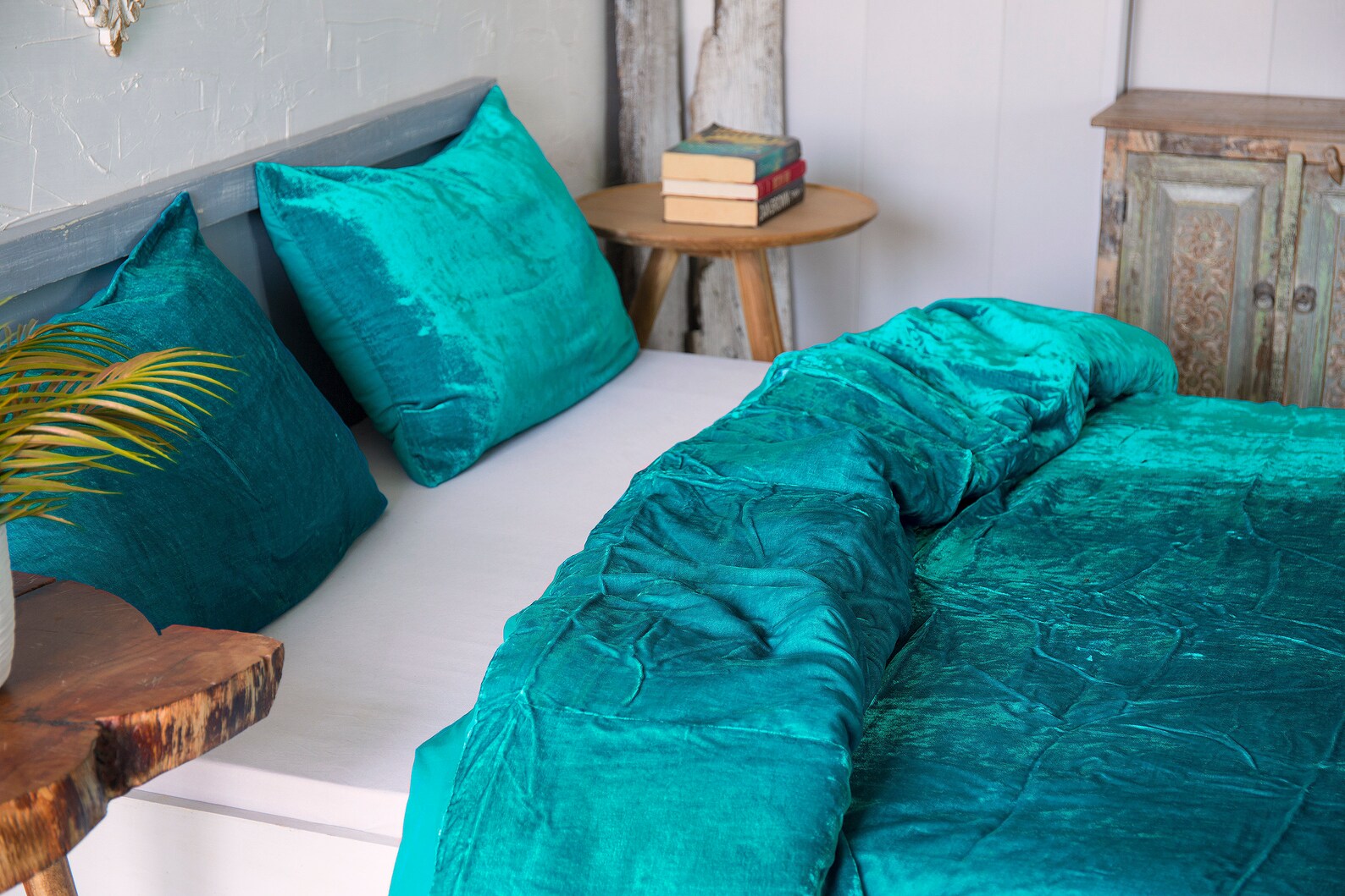Turquoise Blue Velvet Duvet Cover Ultra Luxe 3 Piece Set Etsy