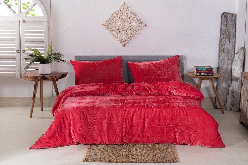 3 Pc Set Pink Velvet Duvet Cover Ultra Luxe Crushed Velvet Etsy
