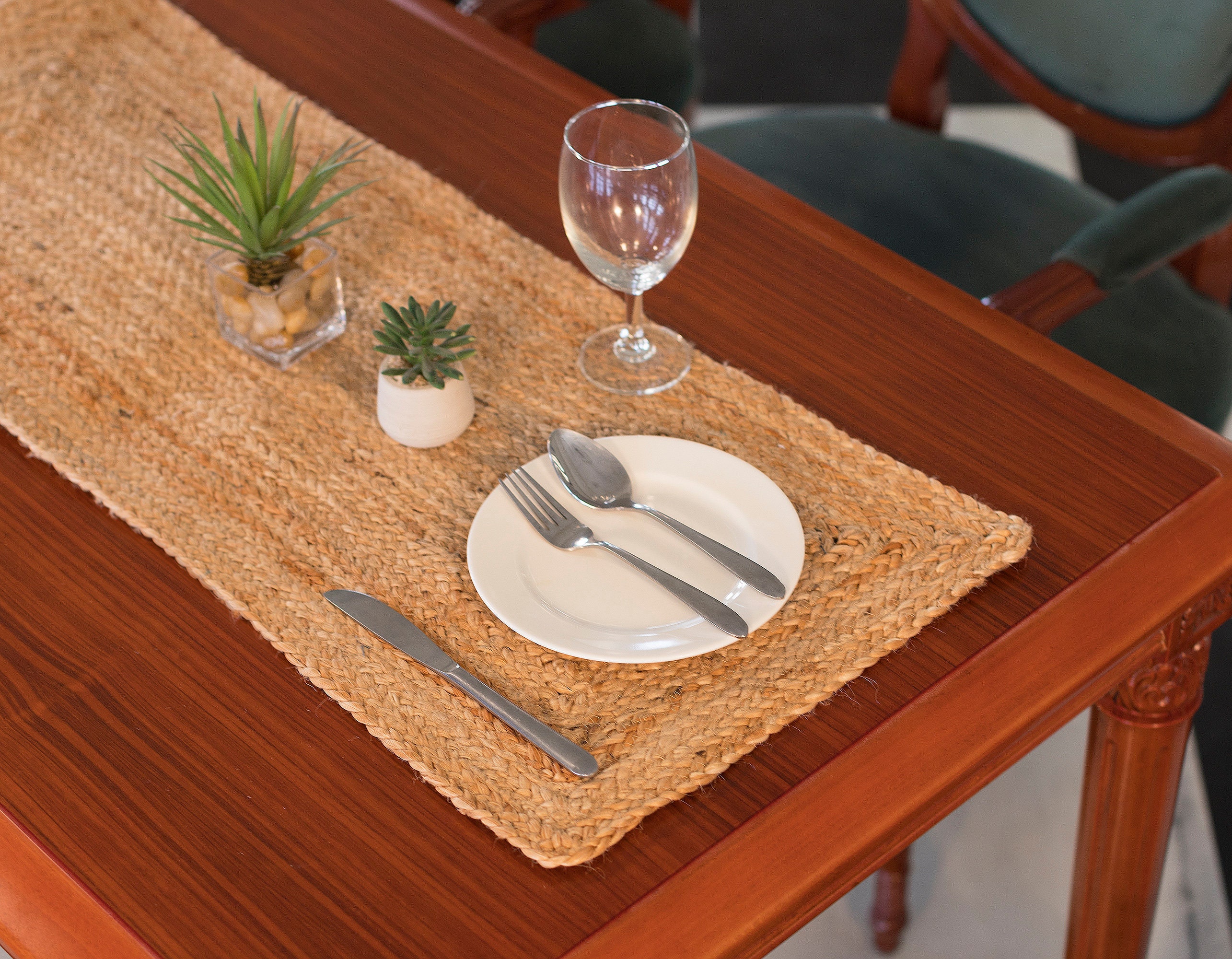 Natural Jute Table Runner Rug Rustic Rectangular Area Rug Etsy