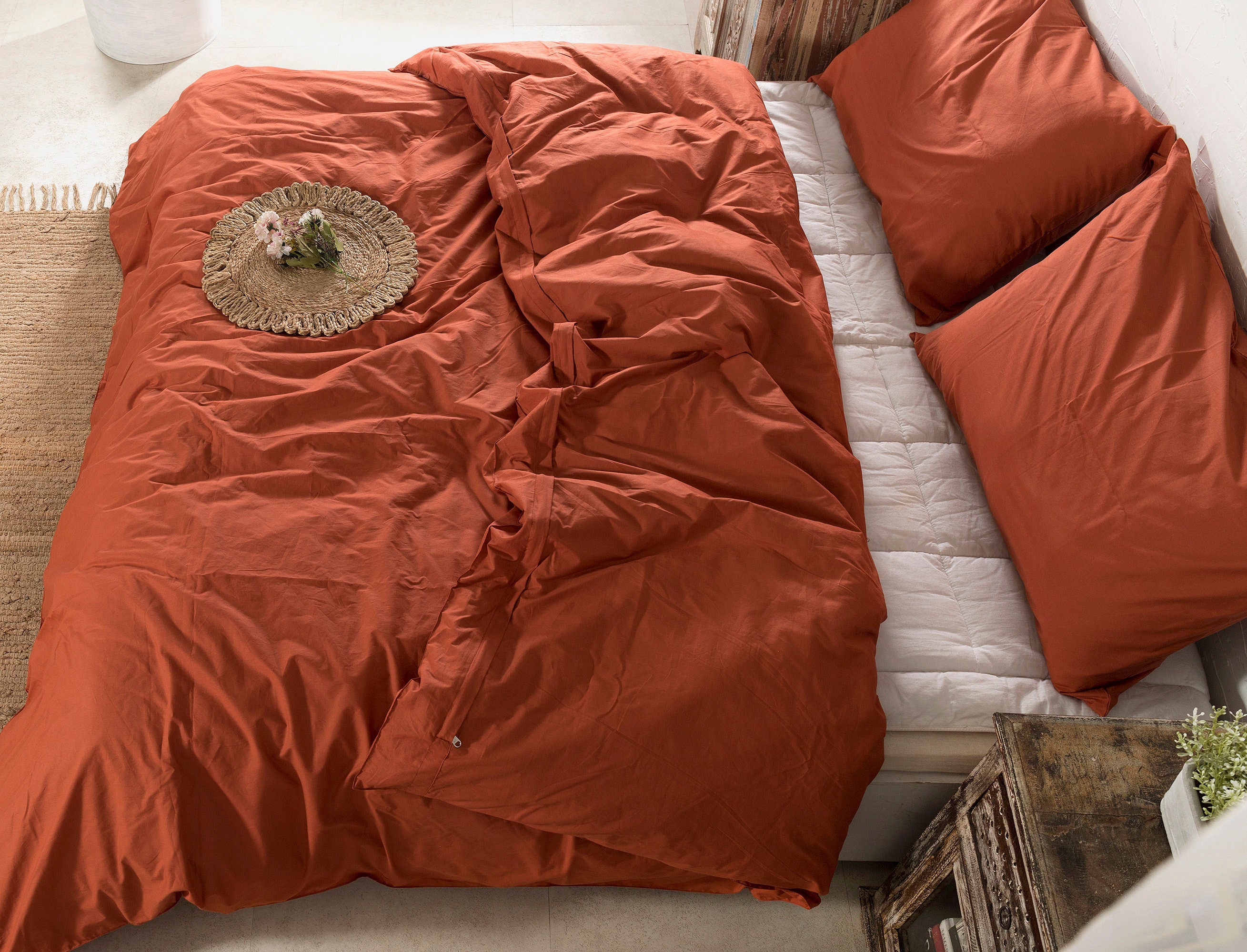 Cotton Duvet Cover Rust Color Duvet Cover with Zipper Etsy