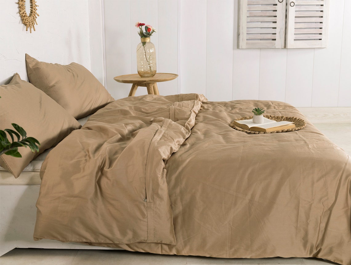 Taupe Washed Cotton Duvet Cover Duvet Cover With Zipper Etsy