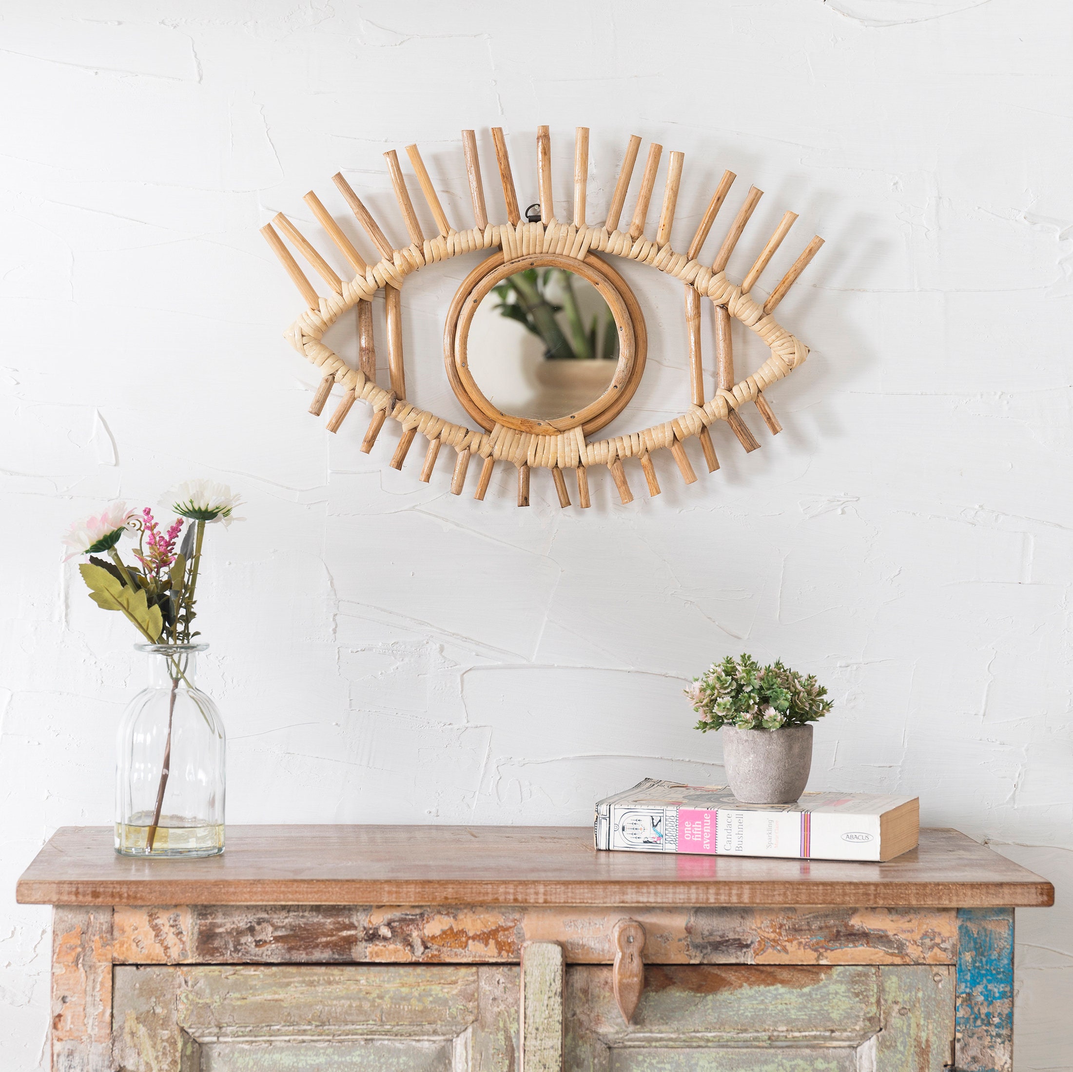 Rattan Mirror Wall Hanging Rattan Mirror Framed Wall Mirror Etsy