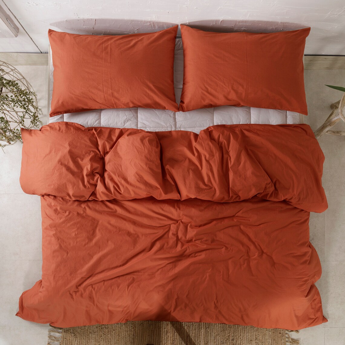 Cotton Duvet Cover Rust Color Duvet Cover with Zipper Etsy