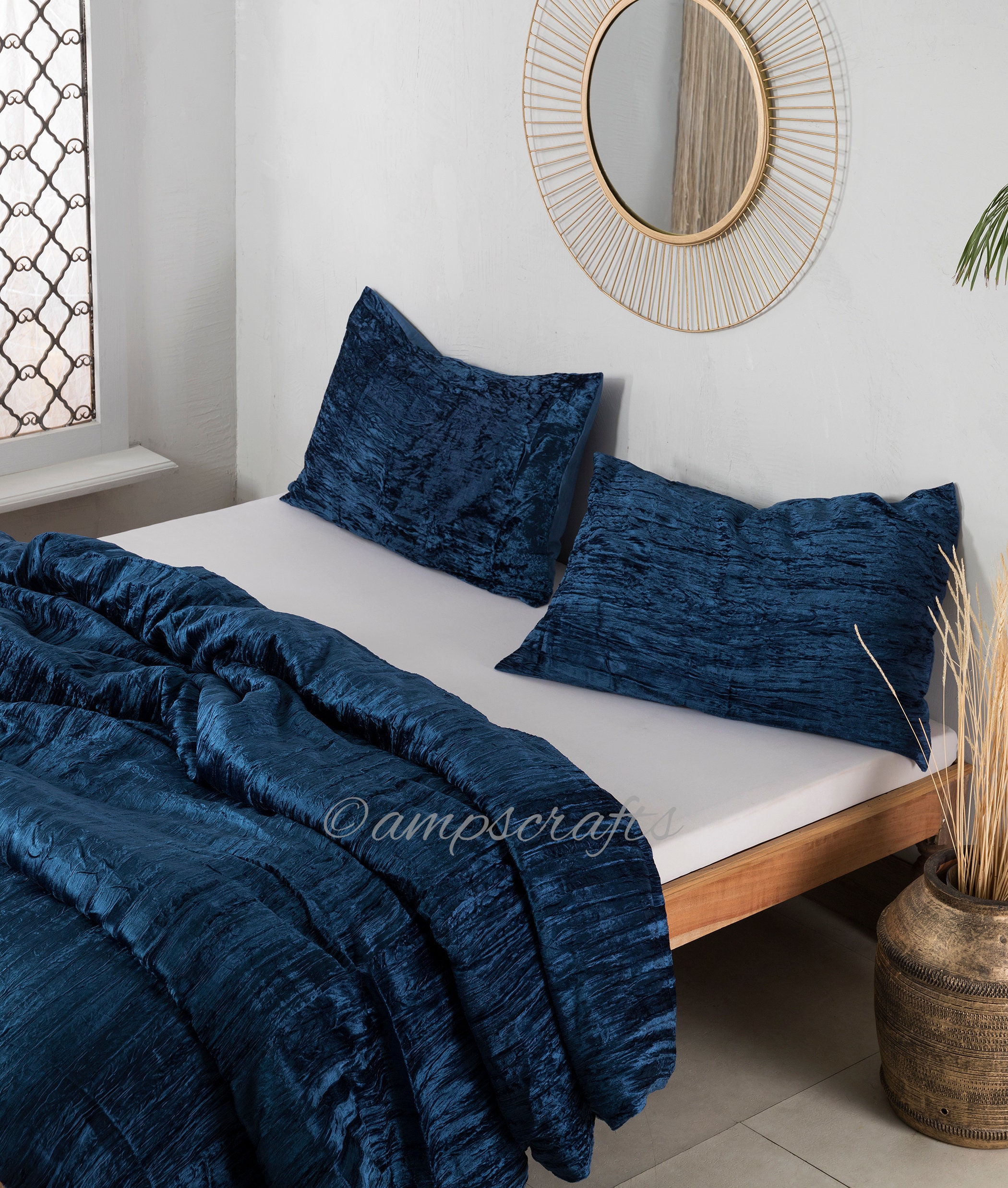 Blue Velvet Duvet Cover Ultra Luxe Crushed Velvet Bedding Etsy