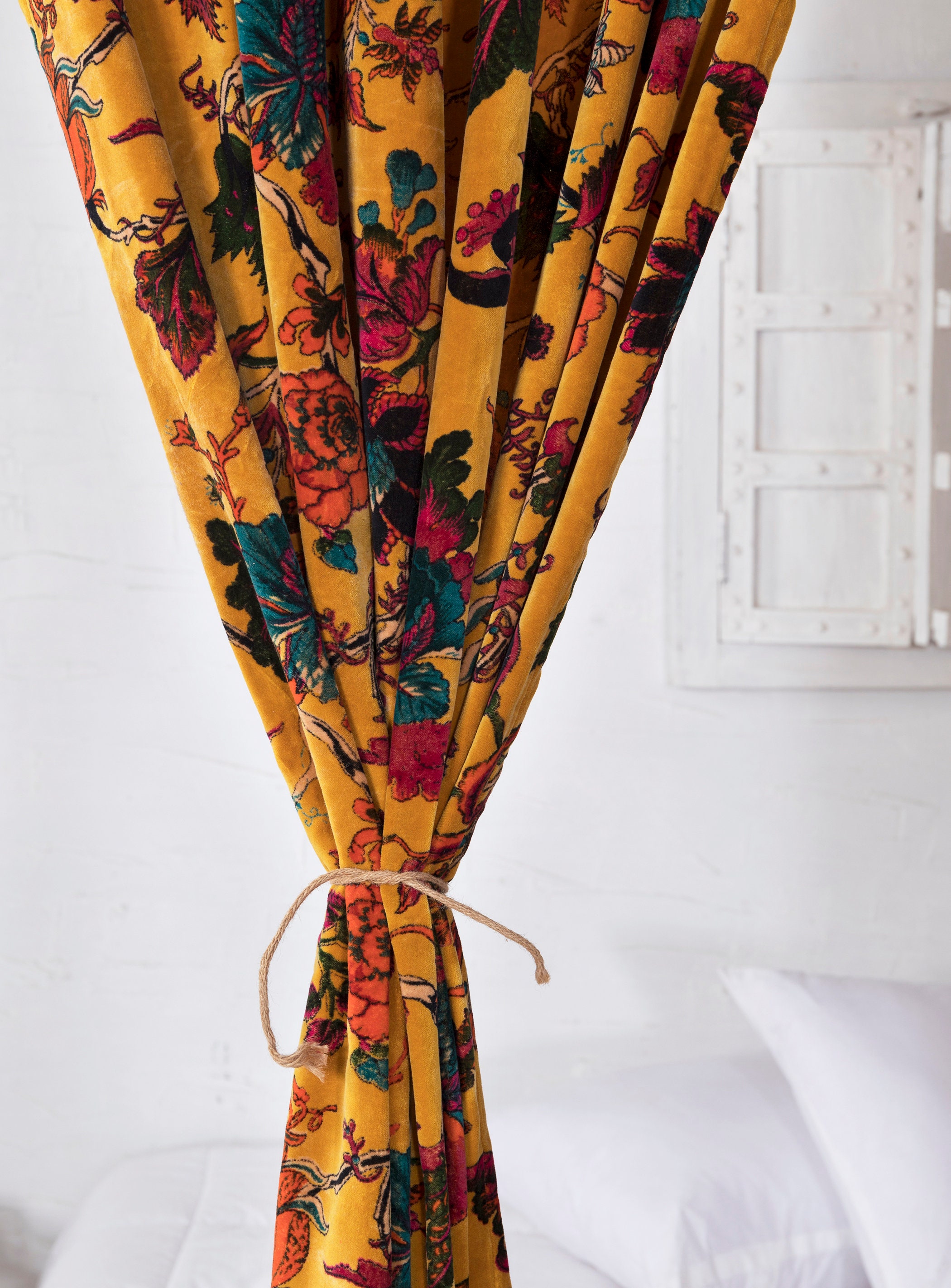 Flower Printed Velvet Curtains Luxury Drapes for Living & Etsy
