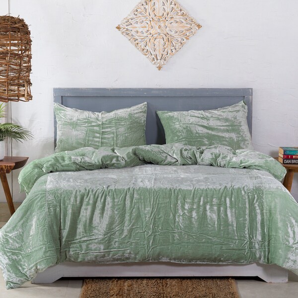 Green Velvet Duvet Cover Etsy