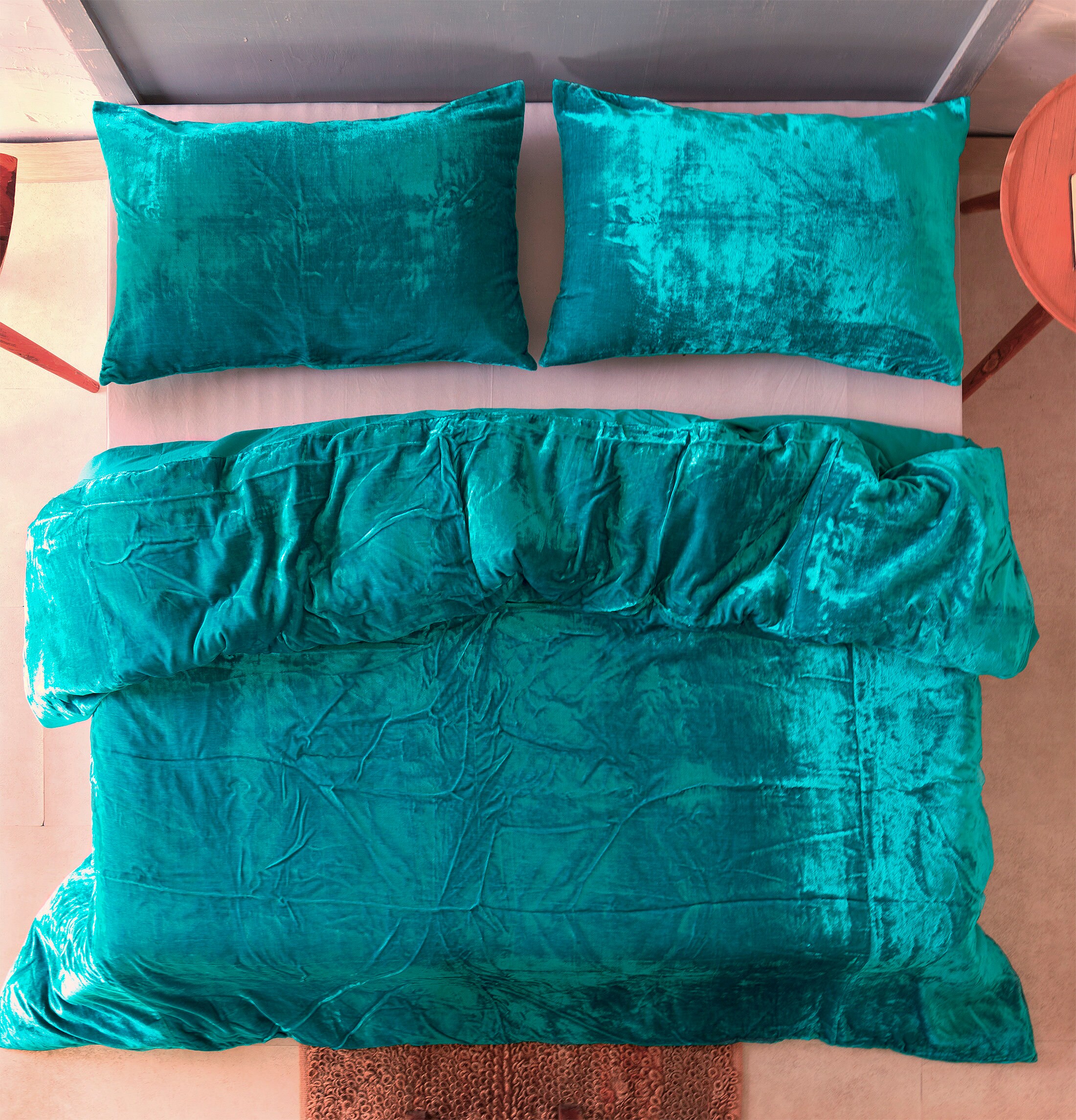 Turquoise Blue Velvet Duvet Cover Ultra Luxe 3 Piece Set Etsy UK