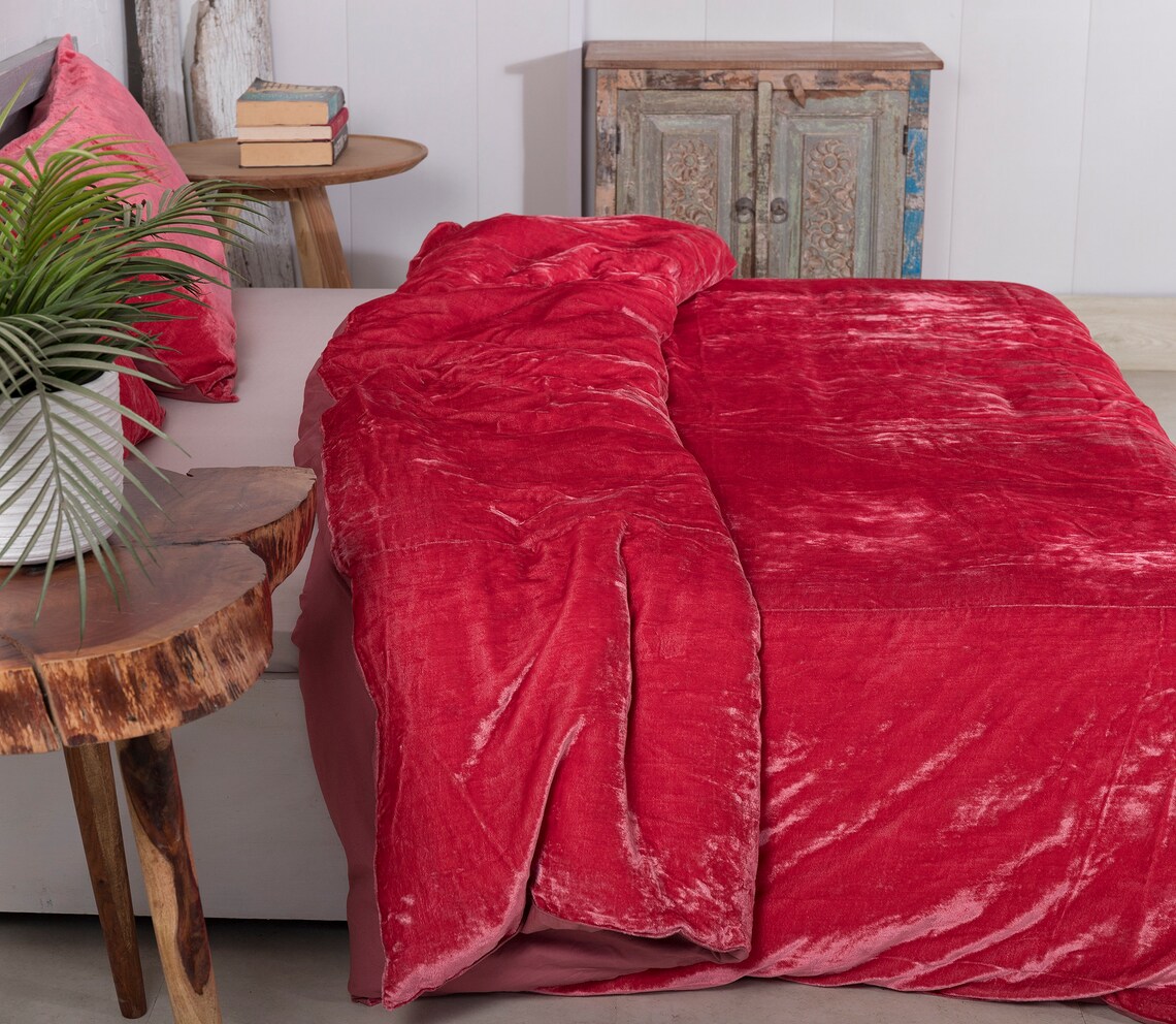 3 Pc Set Pink Velvet Duvet Cover Ultra Luxe Crushed Velvet Etsy