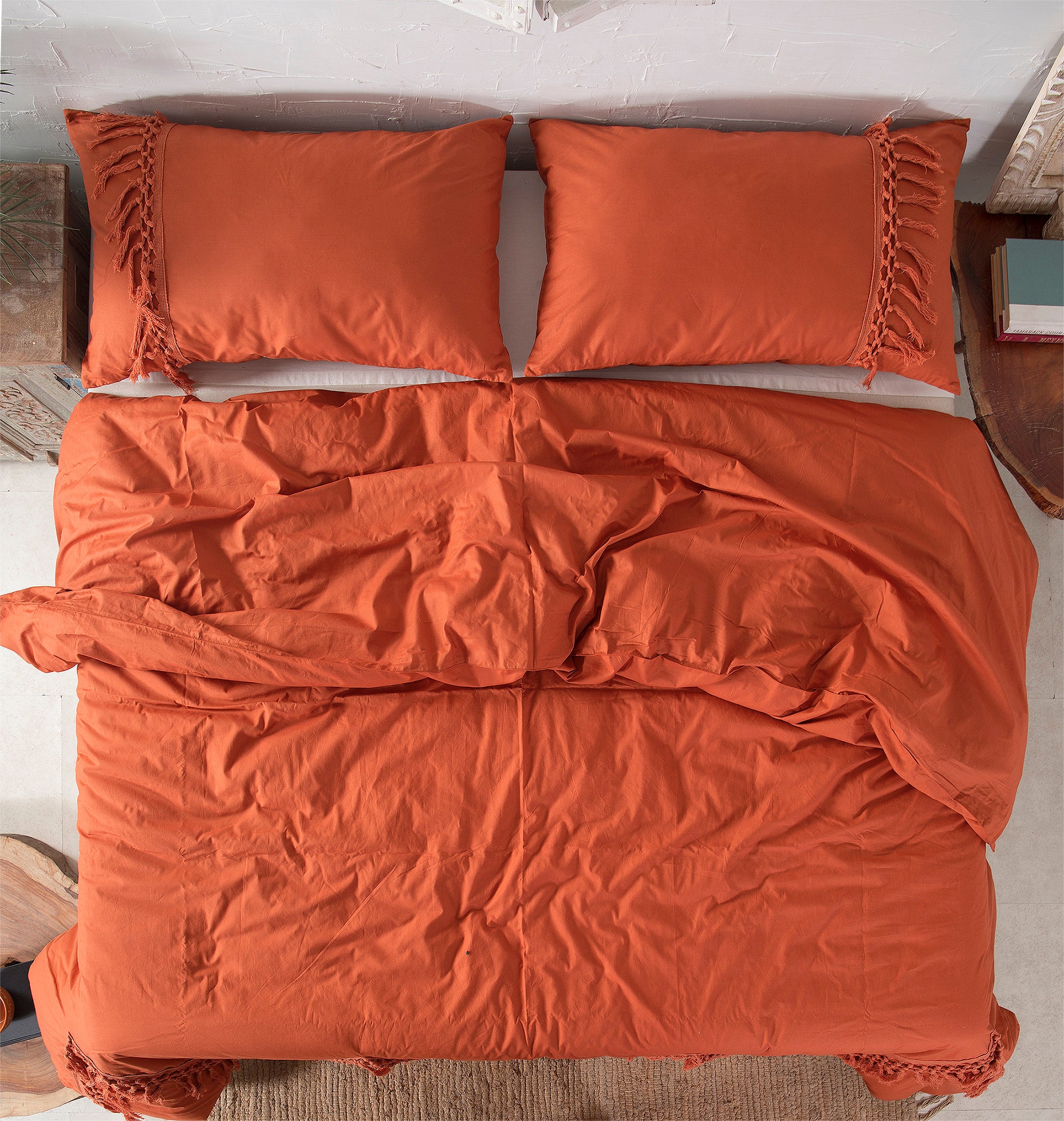 Washed Linen Rust Quilt Cover