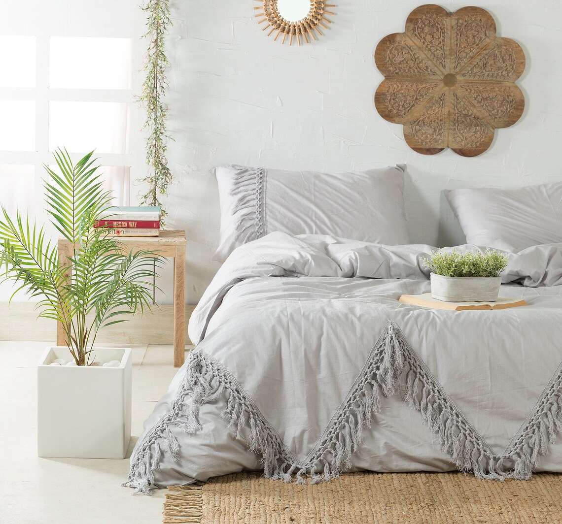 Tassel Duvet Cover Cotton Duvet Cover Queen Duvet Set Etsy
