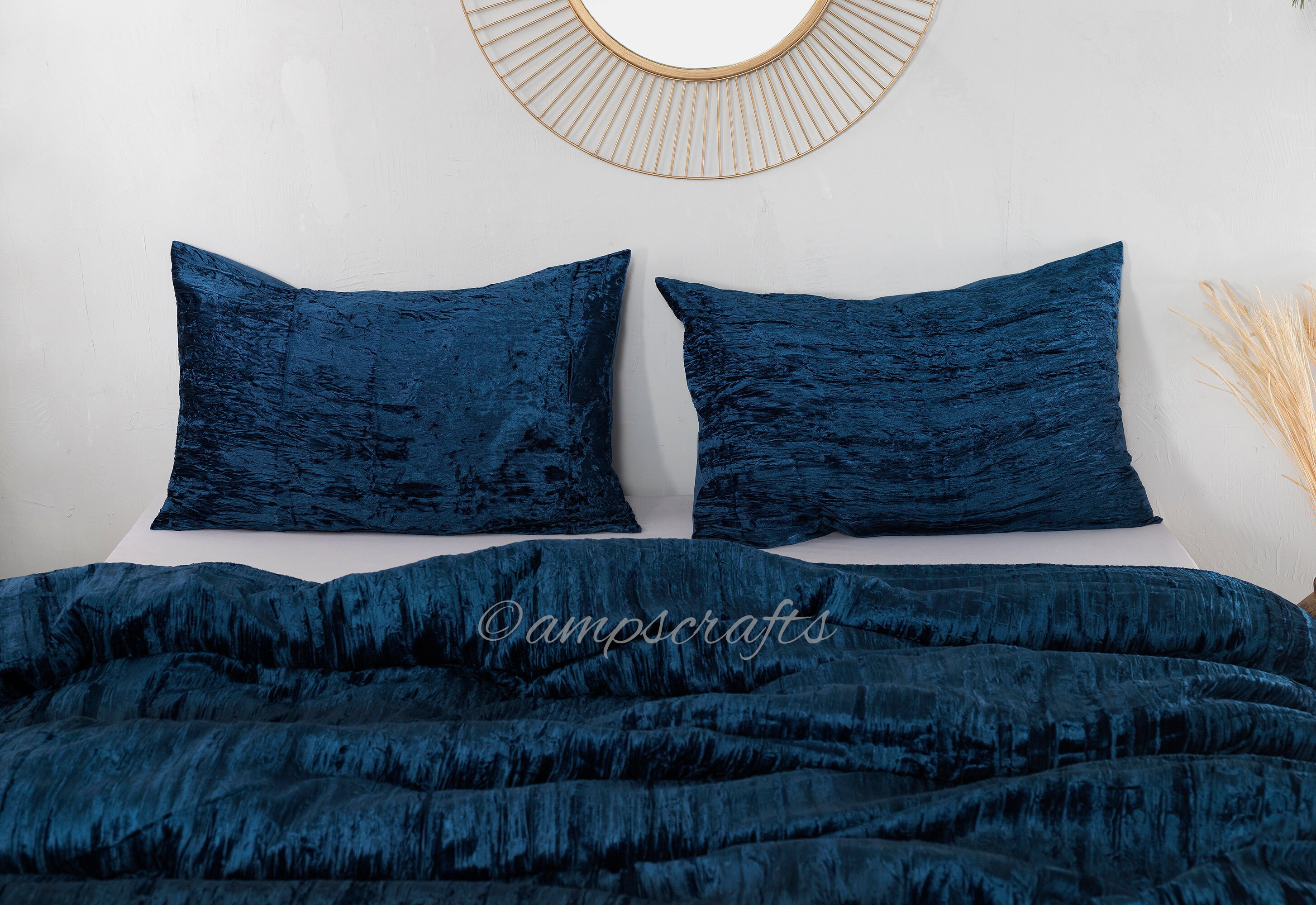 Blue Velvet Duvet Cover Ultra Luxe Crushed Velvet Bedding Etsy