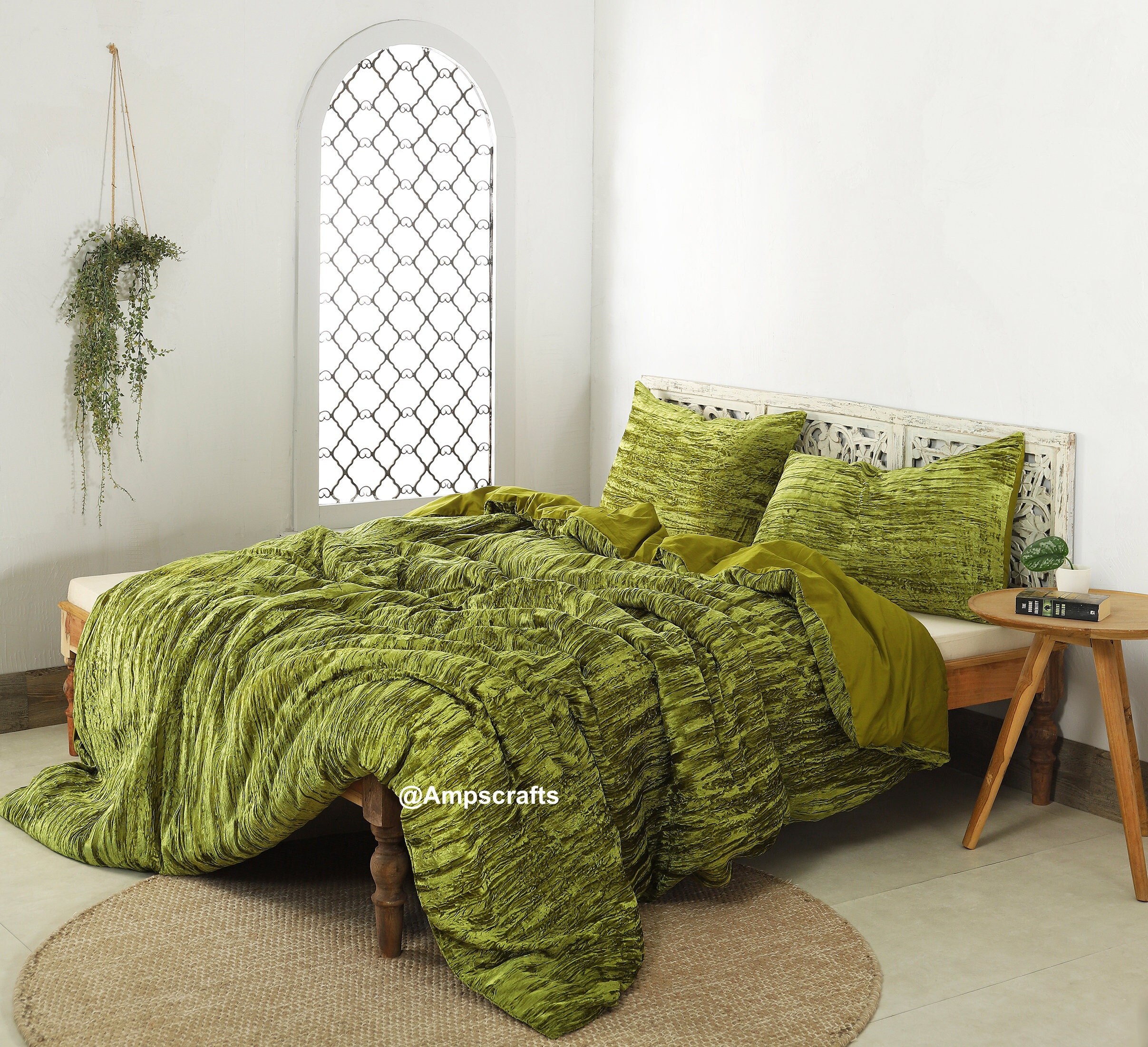 VELVET DUVET COVER 3 Pcs Green Velvet Duvet Cover Queen Etsy