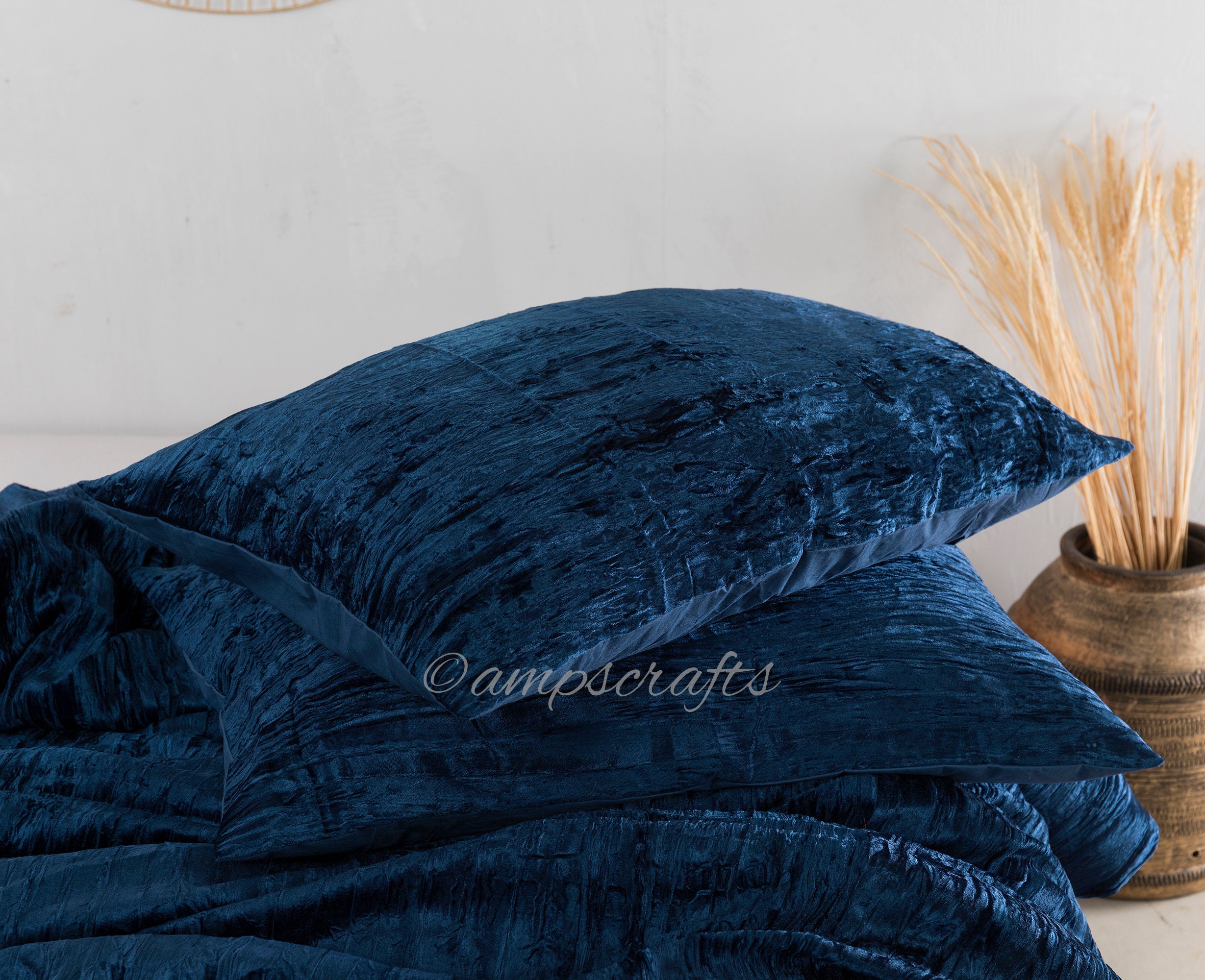 Blue Velvet Duvet Cover Ultra Luxe Crushed Velvet Bedding Etsy