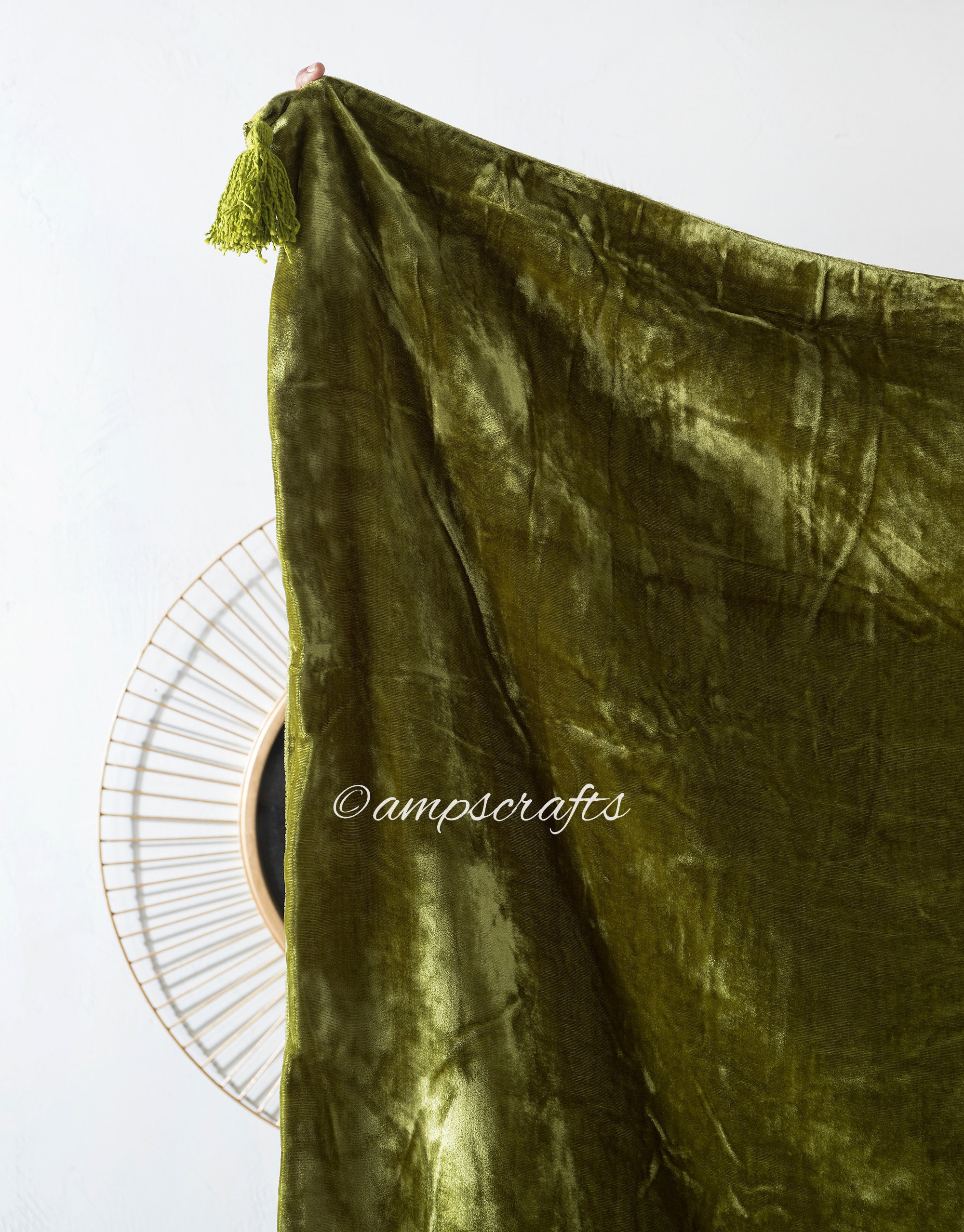 Luxury Crushed Green Velvet Throw Blanket With Tassels Sofa Etsy
