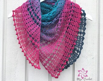 Crochet Pattern - Droplets - Mijo Crochet - Triangular Crochet Shawl