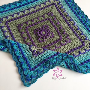 かぎ針編みのパターン - スクエア ロスト イン タイム - Mijo Crochet - かぎ針編みのブランケット/スクエア
