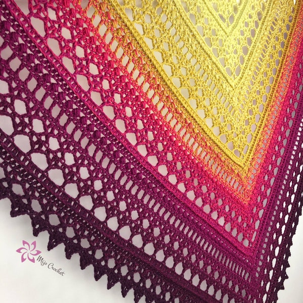 Crochet Pattern - Tasty Tamarind - Mijo Crochet - triangular crochet shawl