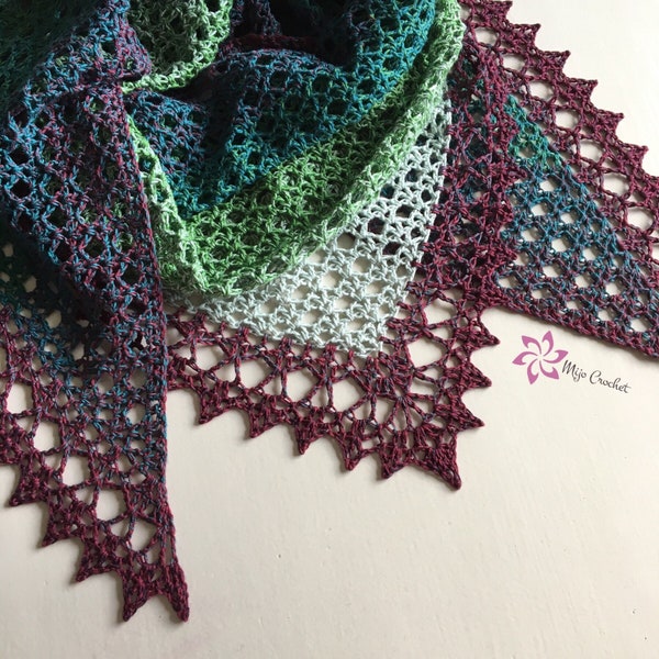 Crochet Pattern - Treasure Net - Mijo Crochet - Triangular Crochet Shawl
