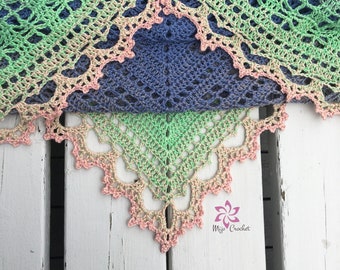 Crochet Pattern - Tranquility - Mijo Crochet - triangular crochet shawl