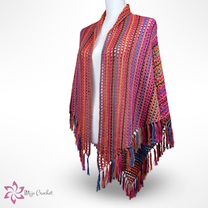 Haakpatroon Forever Stripes Sjaal Mijo Crochet Gehaakte Sjaal Driehoekige Sjaal Wrap Sjaal afbeelding 2