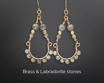 Phoenix Tears Earrings | Labradorite | Drop Earrings | Brass | Ear wire | Mijo Crochet