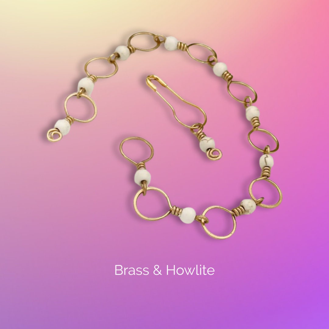 Knitting Row Counter | Chain Counter | 7mm | Flat Chain | Howlite ...