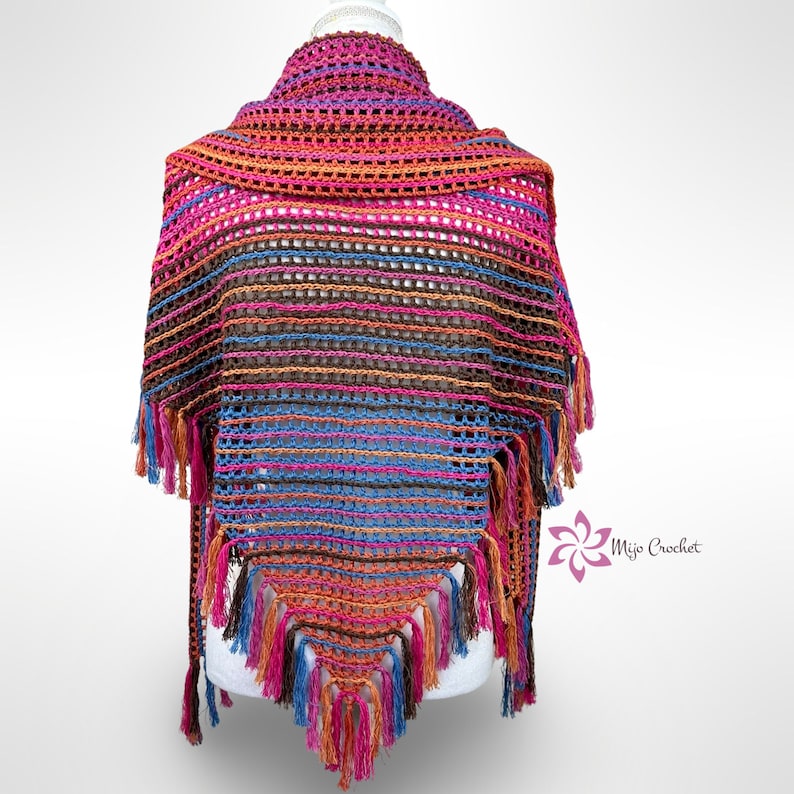 Crochet Pattern Forever Stripes Shawl Mijo Crochet Crochet Shawl Triangular Shawl Wrap Scarf zdjęcie 3