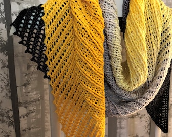 Crochet Pattern - Macaw Wing - Mijo Crochet - asymmetric crochet shawl