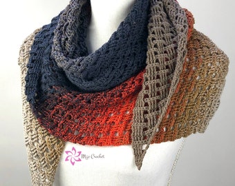 Crochet Pattern - Forester - Mijo Crochet - asymmetric crochet shawl