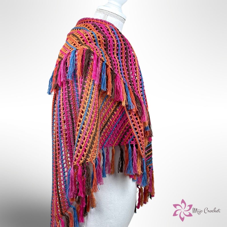 Haakpatroon Forever Stripes Sjaal Mijo Crochet Gehaakte Sjaal Driehoekige Sjaal Wrap Sjaal afbeelding 9