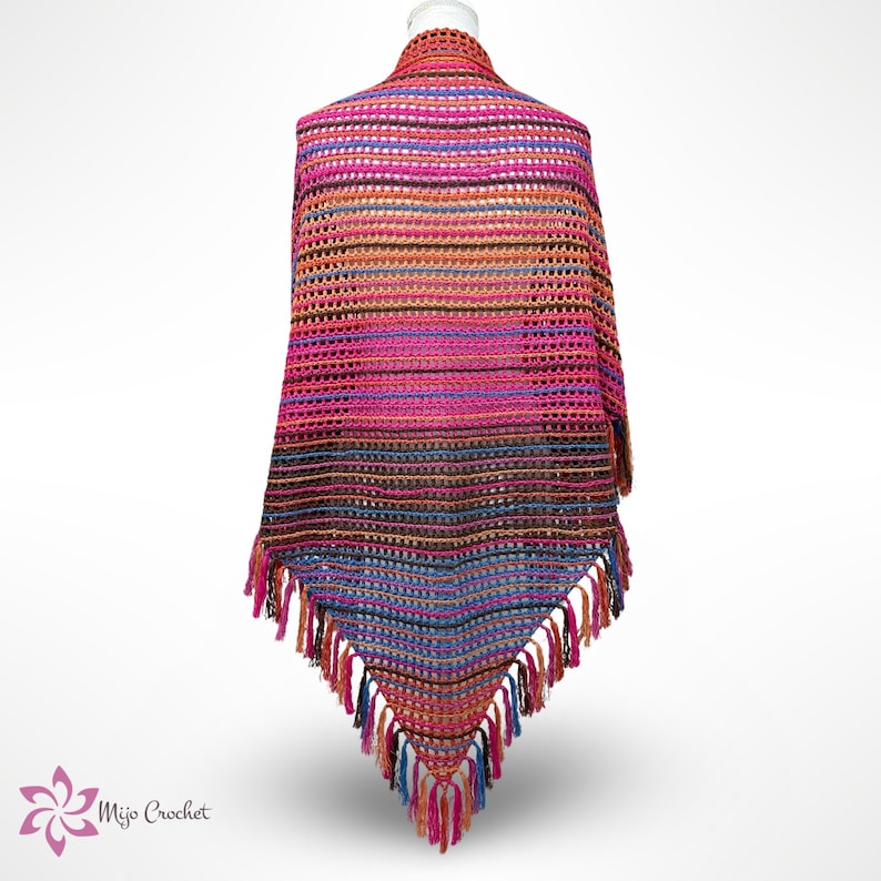 Haakpatroon Forever Stripes Sjaal Mijo Crochet Gehaakte Sjaal Driehoekige Sjaal Wrap Sjaal afbeelding 10