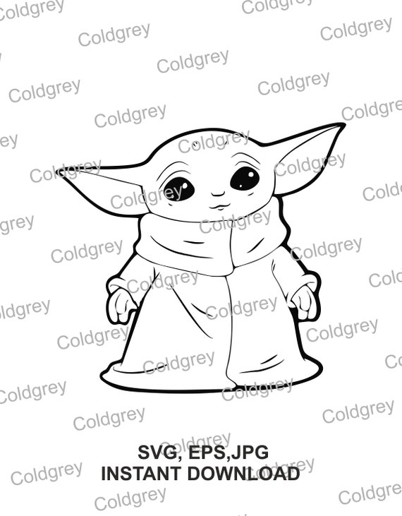 Download Baby Yoda outline SVG EPS JPG Instant download for cricut ...