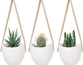 Ceramic Hanging Planter Succulent Air Plant Flower Pot Wall Decor, Set of 3
